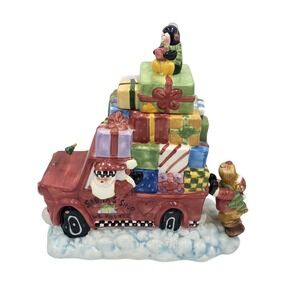 Christmas Cookie Jar JC Penney Santa's Toy Shop Delivery Truck Whimsical Holiday